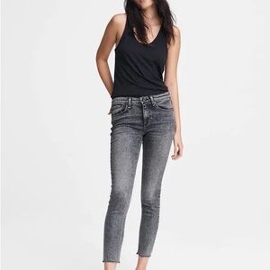 Rag & Bone: Cate Mid-Rise Skinny Ankle. Dark Grey Jean Black Sage